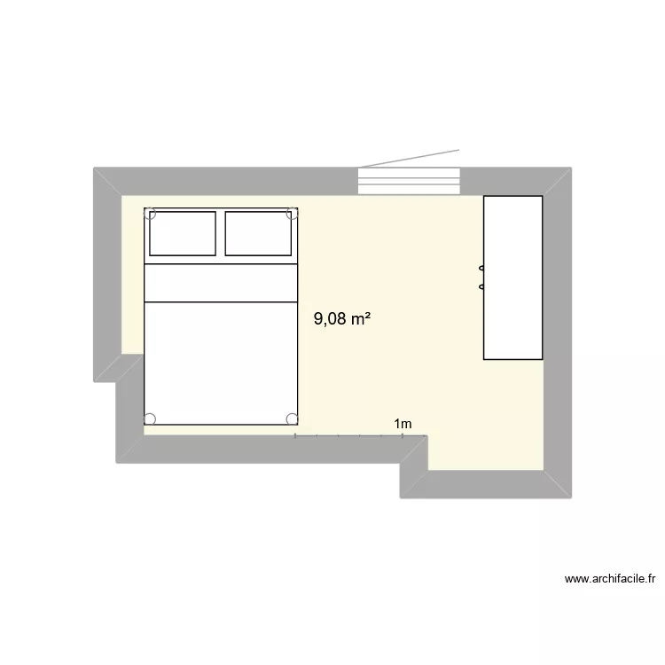 testchambrezouz. Plan de 1  et 9 m²