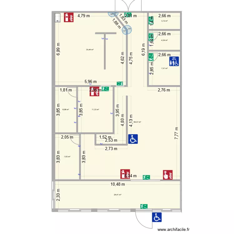 idron. Plan de 9  et 166 m²