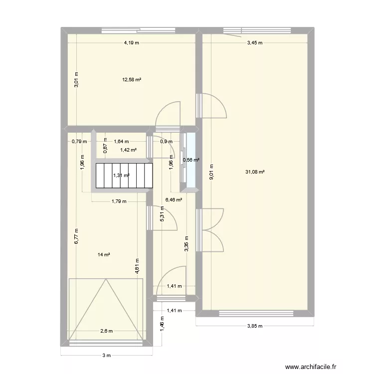 Noyelles 2. Plan de 7 pièces et 67 m²