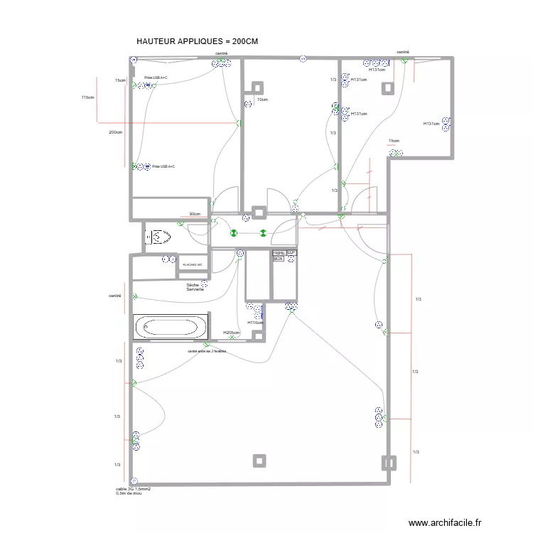 PONCHE ELECTRICITE. Plan de 