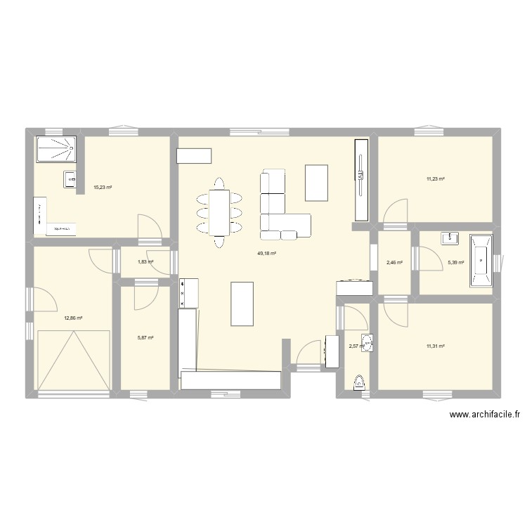 Maison 2. Plan de 10 pièces et 118 m2