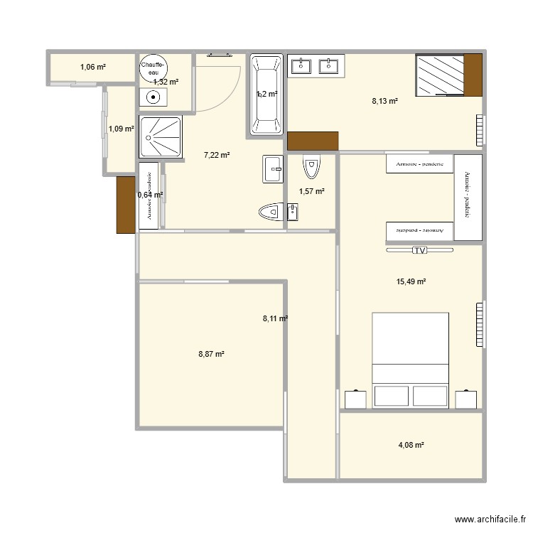 xav3. Plan de 12 pièces et 59 m2