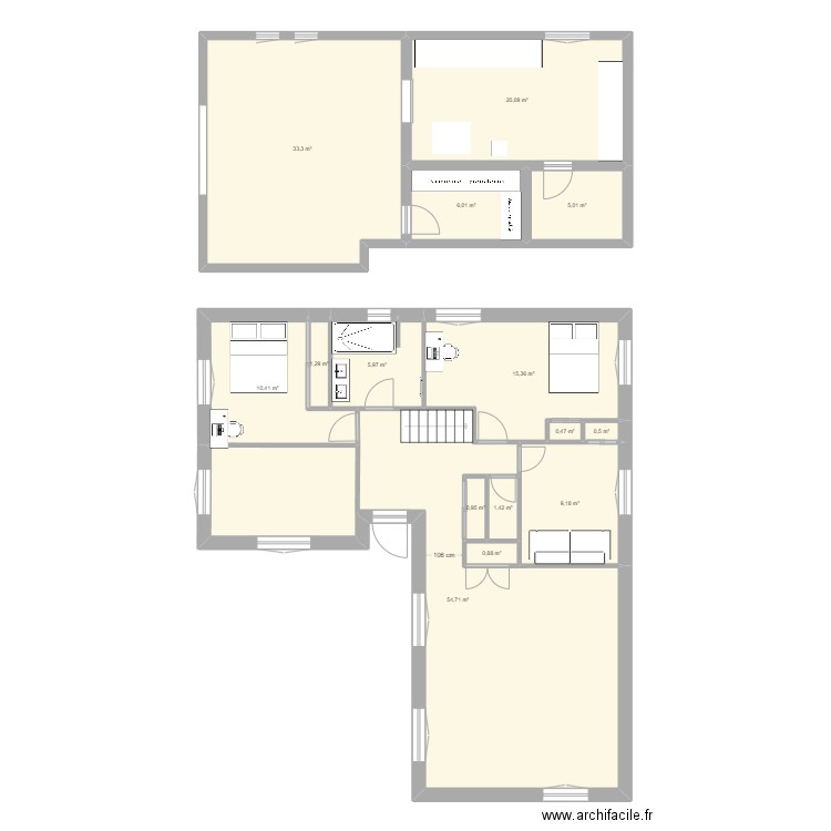 MPPlanYann1 Bas Atelier + futur studio. Plan de 0 pièce et 0 m2