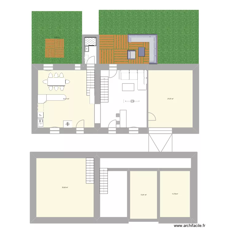 terrenoir. Plan de 5  et 126 m²