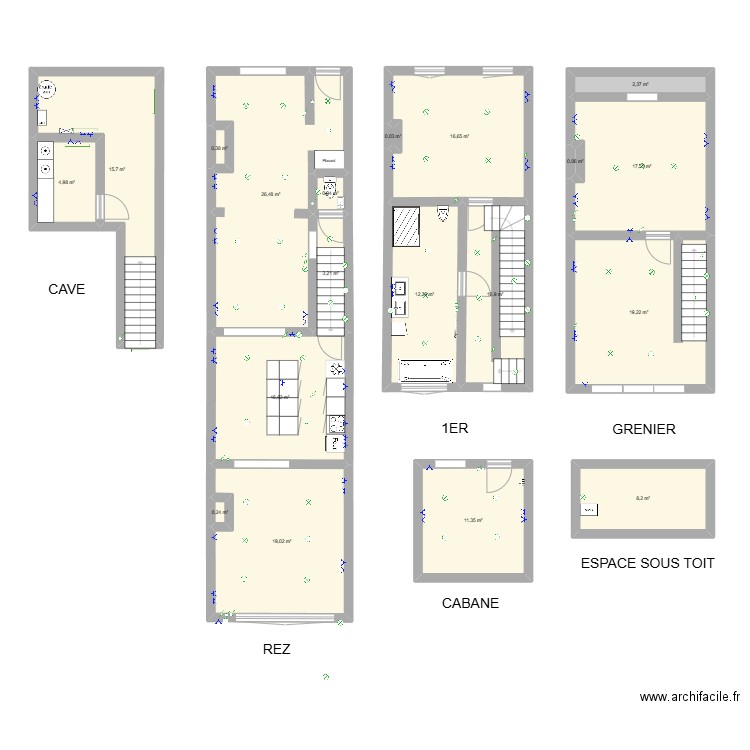 Maison Waterloo elec. Plan de 19 pièces et 186 m2