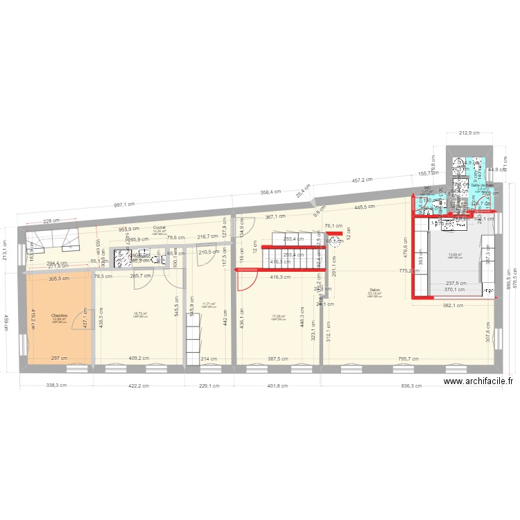 immeuble café de la poste 2 em . Plan de 12 pièces et 149 m2