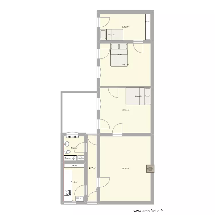 Maison de base. Plan de 7 Pièces et 75 m² Maison de base. Plan de 7 Pièces et 75 m²