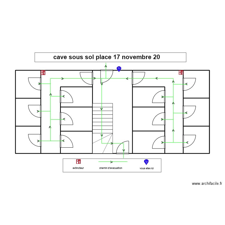 cave sous sol place 17 novembre 20. Plan de 15 pièces et 67 m2