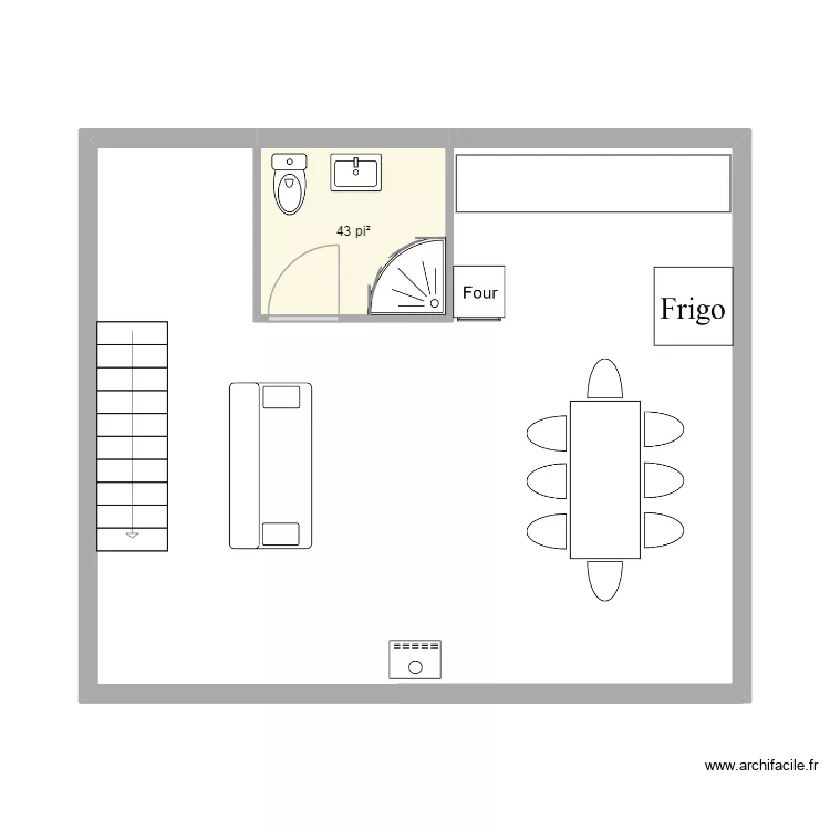 Chalet mezzanine. Plan de 1  et 4 m²