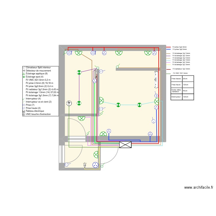 LEBRETON. Plan de 2 pièces et 18 m2
