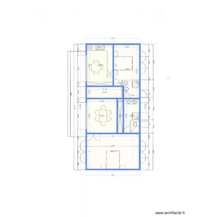Maison grosmorne. Plan de 7  et 82 m²