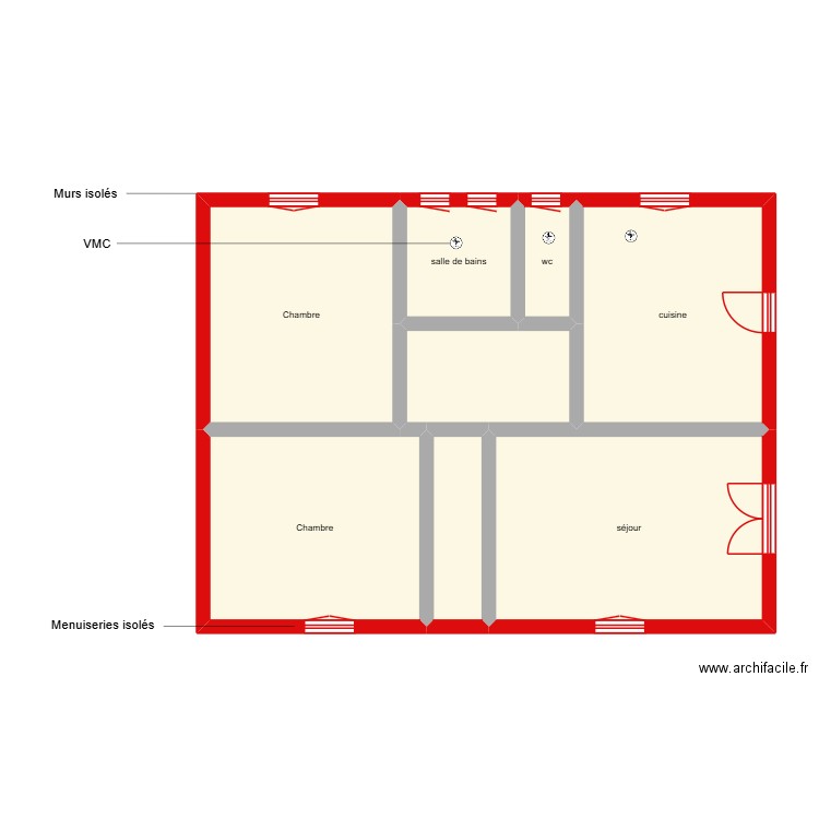 CHANTEGREILH étape1 et 2 étage. Plan de 8 pièces et 83 m2