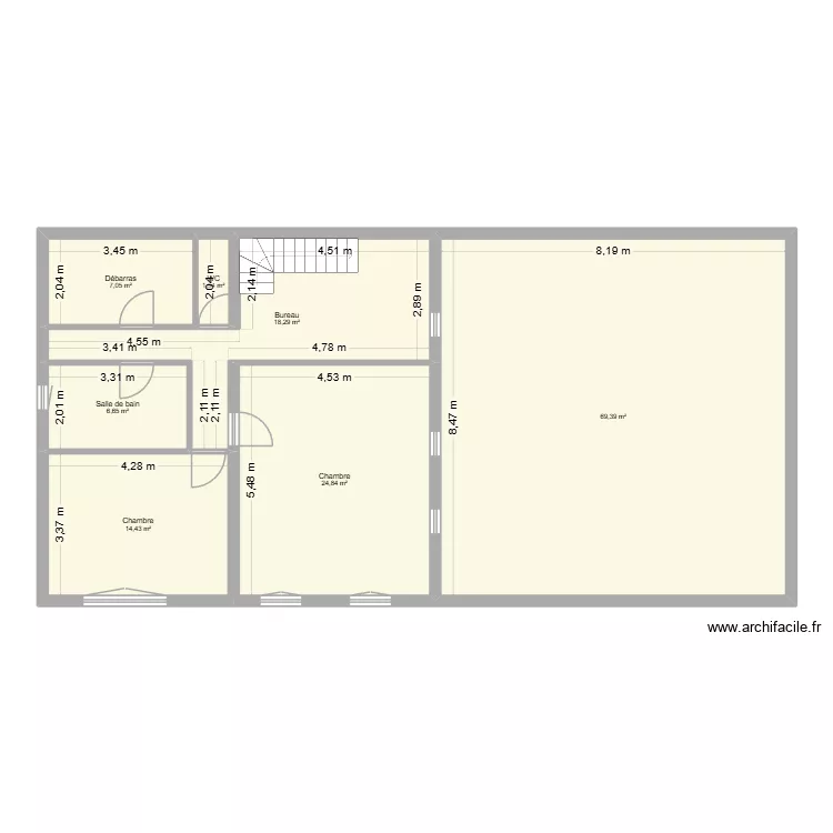 Maison Loddes - etage 1. Plan de 13  et 284 m²