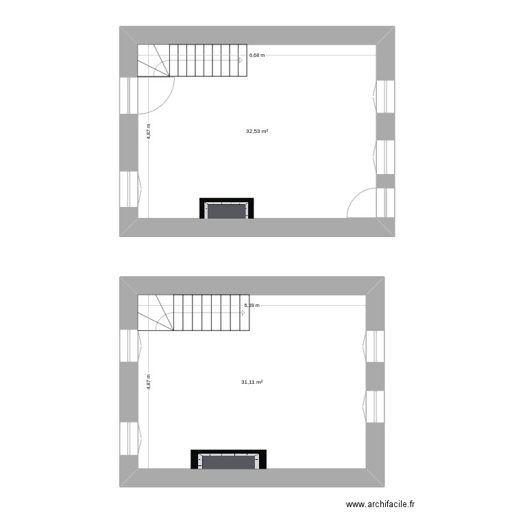 Petite maison. Plan de 2 pièces et 64 m2