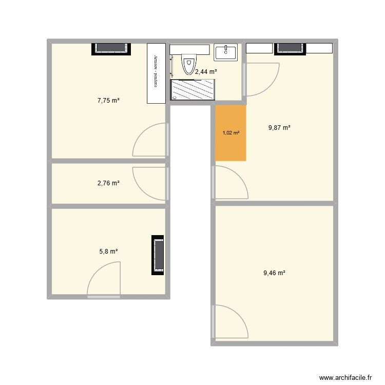 studio Paris 2. Plan de 0 pièce et 0 m2