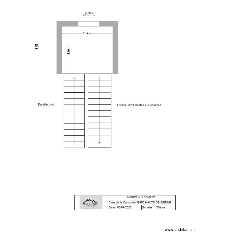 HAUTS DE BIENNE BAT B3 - MONTEE D'ESCALIER - COMBLES V3. Plan de 1 pièce et 4 m2