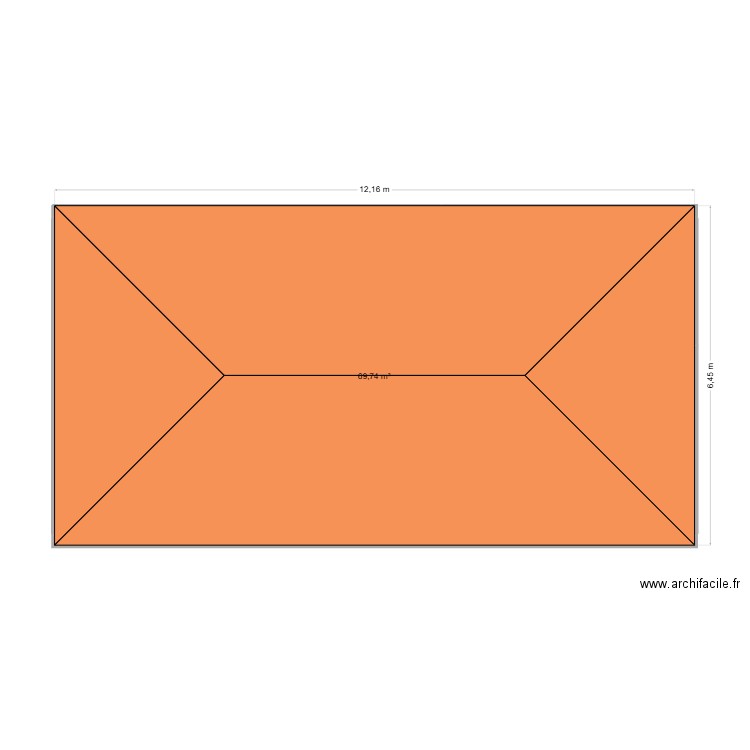 ayrens. Plan de 1 pièce et 70 m2