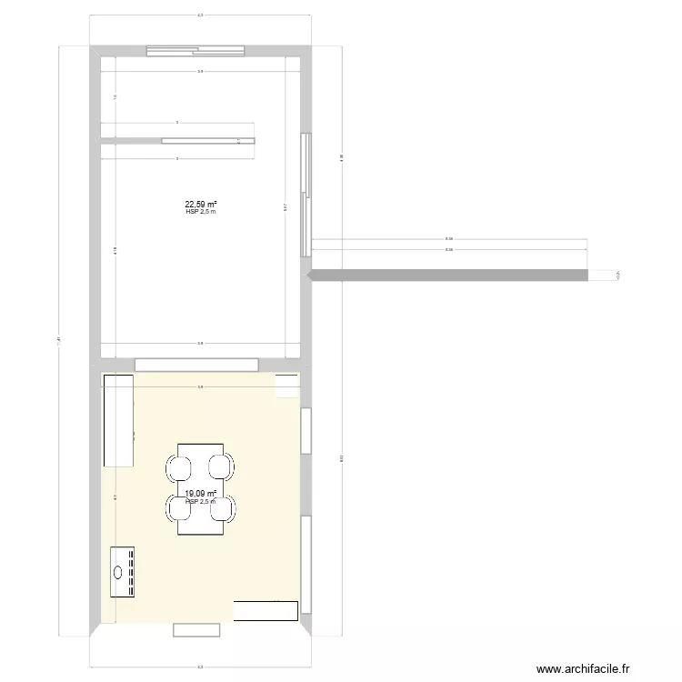 MAISON. Plan de 2 pièces et 42 m² MAISON. Plan de 2 pièces et 42 m²