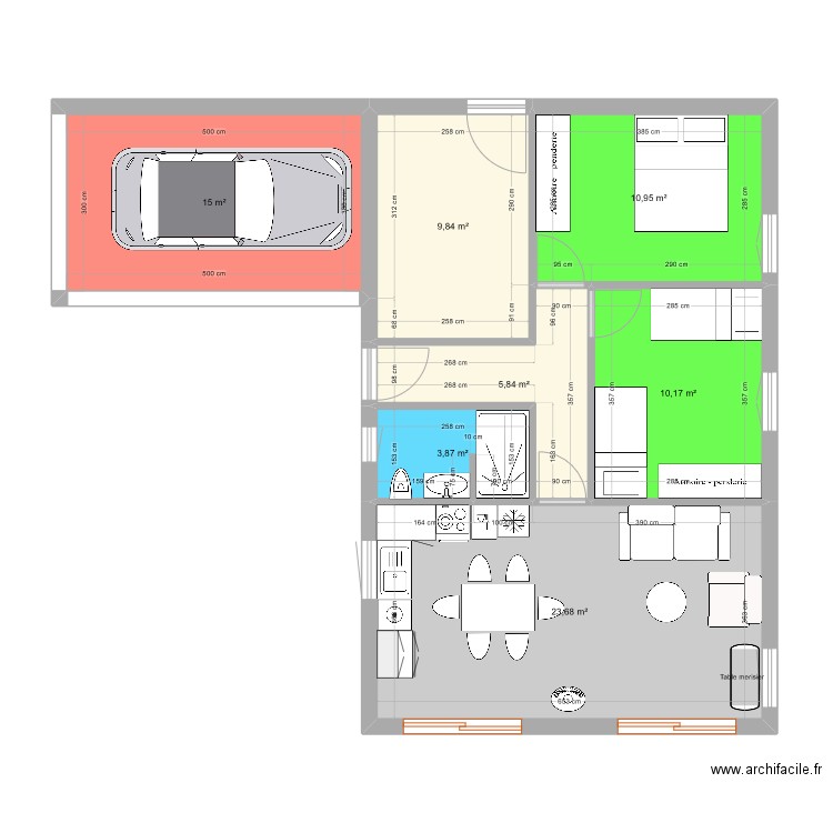 Maisonnette 1. Plan de 7 pièces et 79 m2