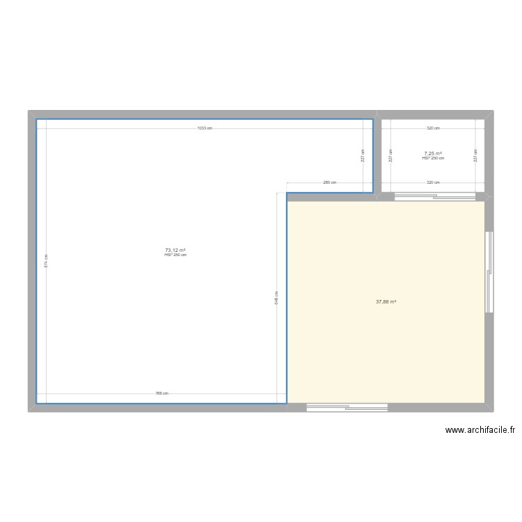 extensionSalon. Plan de 3 pièces et 118 m2