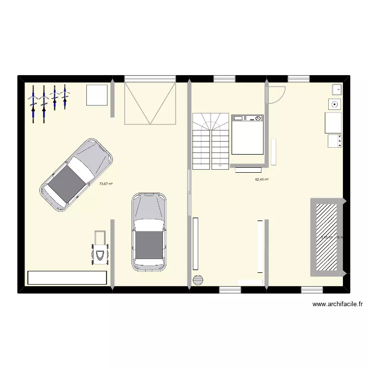 Sous-Sol. Plan de 4  et 139 m²