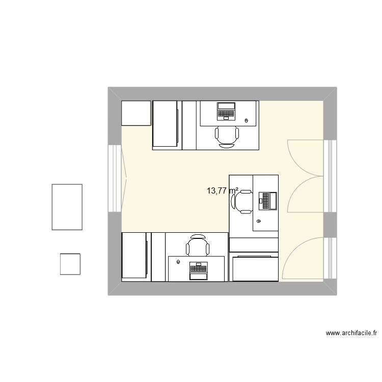 Chambre filles bis. Plan de 1 pièce et 14 m2