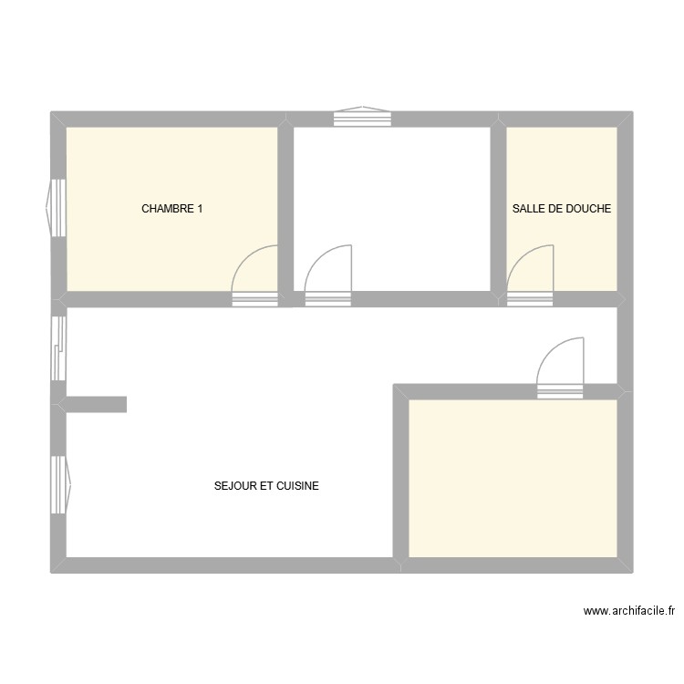 P03. Plan de 3 pièces et 26 m2
