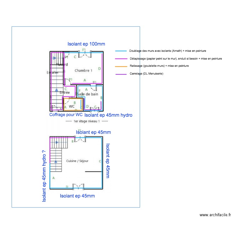 Projet Borie - peinture 33m2. Plan de 0 pièce et 0 m2