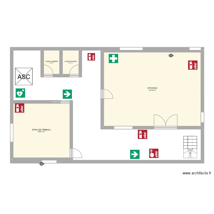 Segunda planta. Plan de 4 pièces et 82 m2