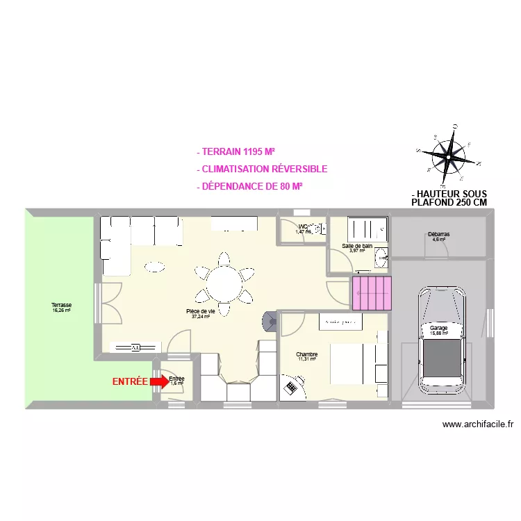 Katia. Plan de 9  et 94 m²