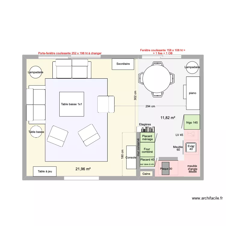 solution 1ter + vaisselier. Plan de 