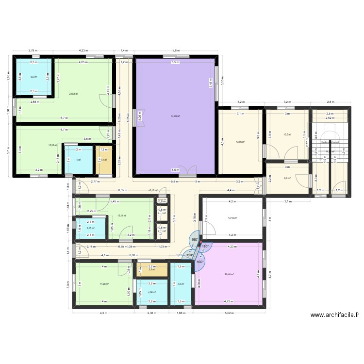 PROJET FAINOUSSA - SOHOA. Plan de 22 pièces et 255 m2