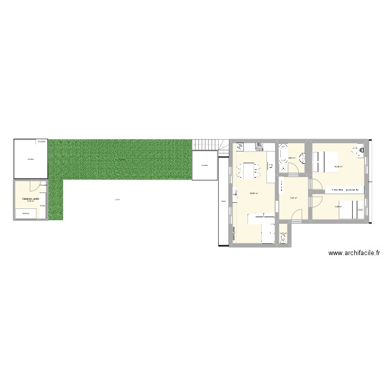 saint simon. Plan de 7 pièces et 68 m2