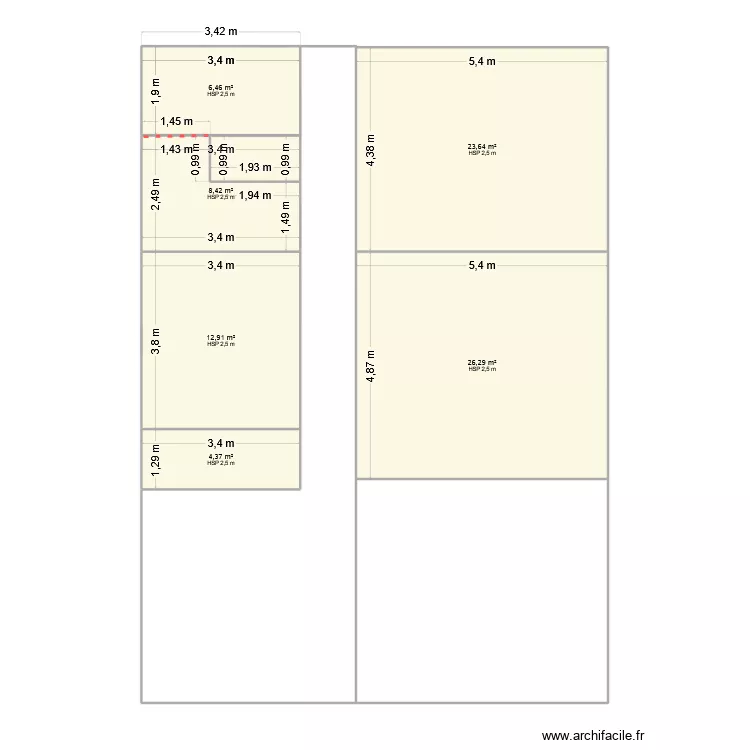maison m&eacute;m&eacute;. Plan de 6  et 82 m²