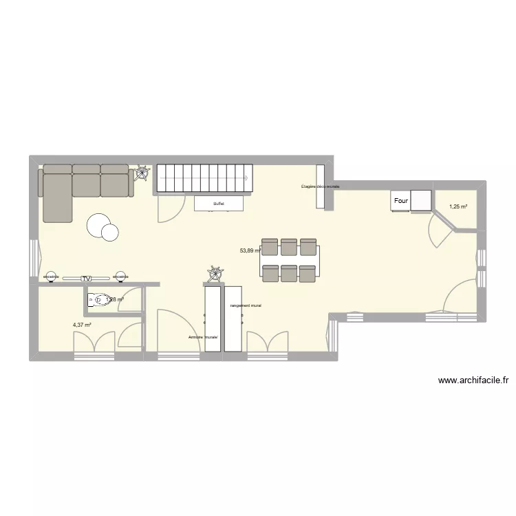 RDC - modif FLO. Plan de 4 Pièces et 61 m² RDC - modif FLO. Plan de 4 Pièces et 61 m²