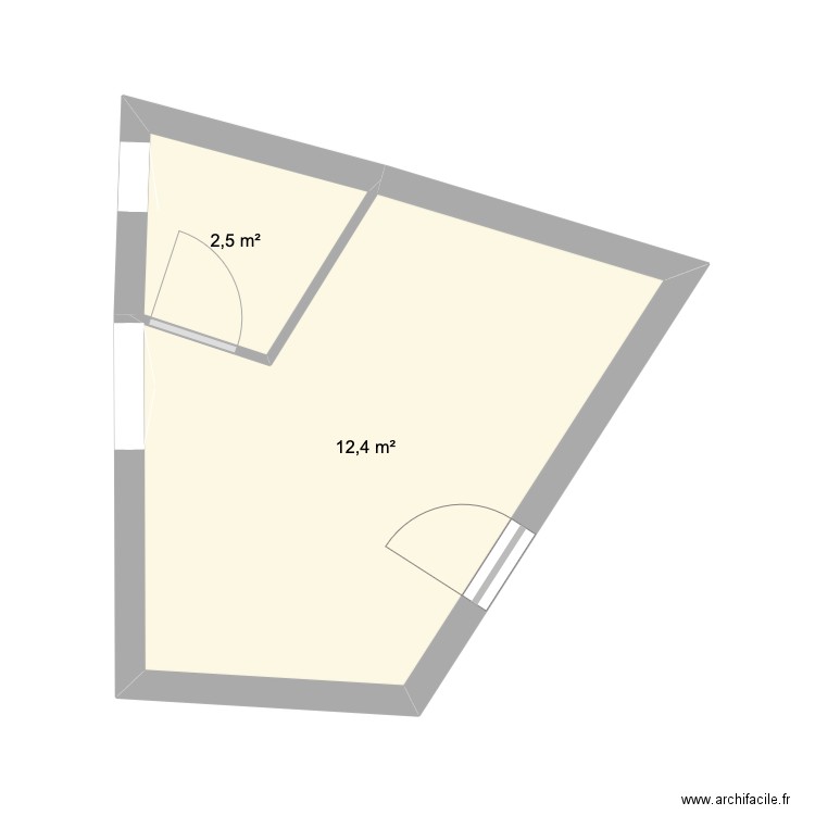 Paris 3. Plan de 2 pièces et 15 m2