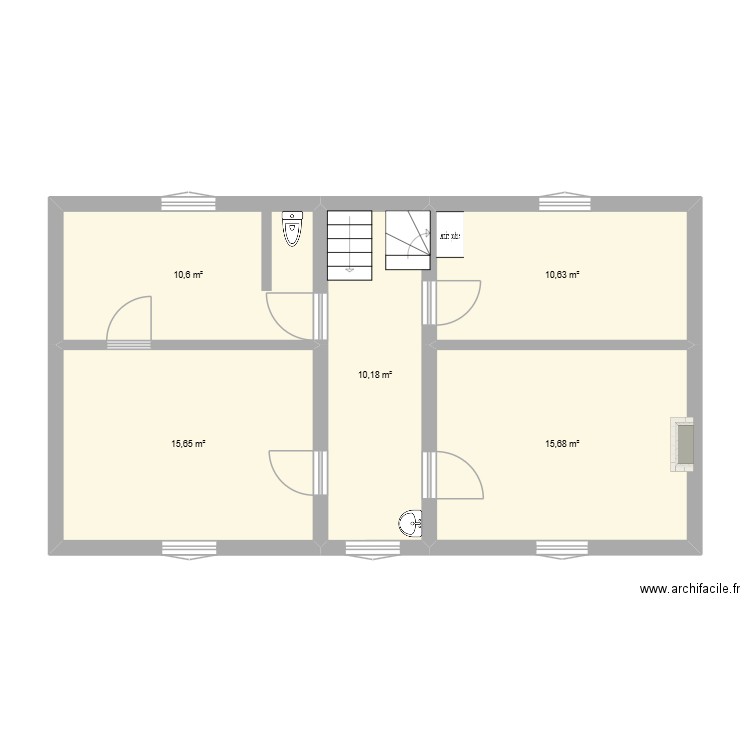 1er étage. Plan de 5 pièces et 63 m2