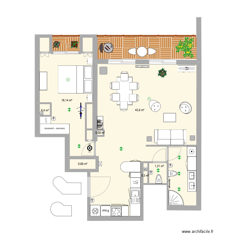 St.Maur. Plan de 7 pièces et 63 m2