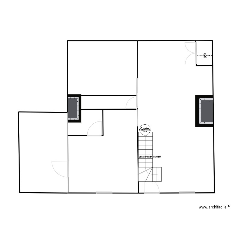 Plan 1 étage. Plan de 2 pièces et 64 m2