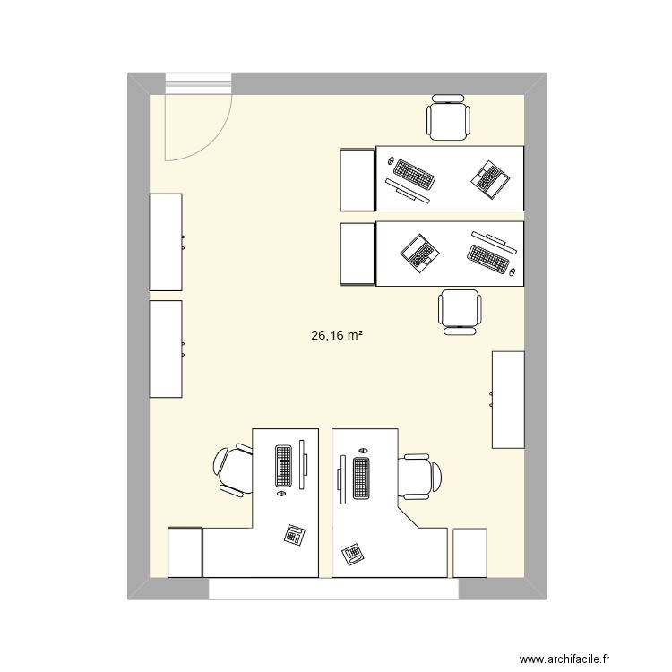 bureau ads. Plan de 1 pièce et 26 m2