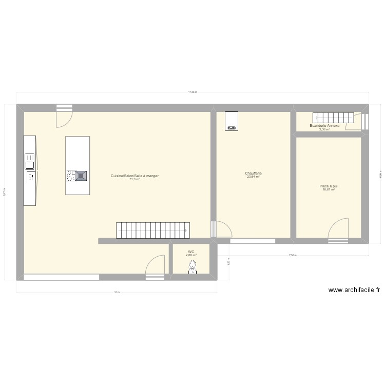 Bomal. Plan de 5 pièces et 118 m2