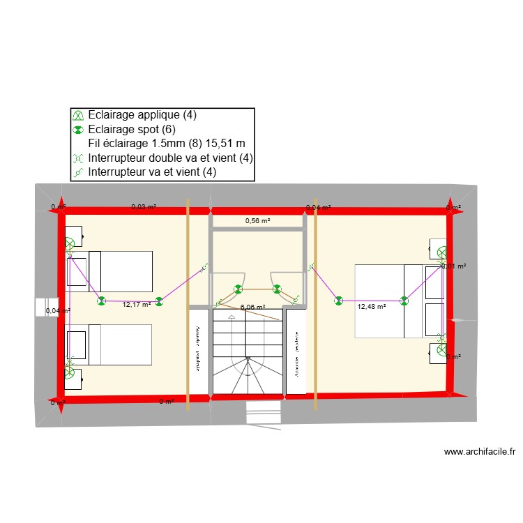 Gîte Denis & Carole étage éclairage. Plan de 0 pièce et 0 m2