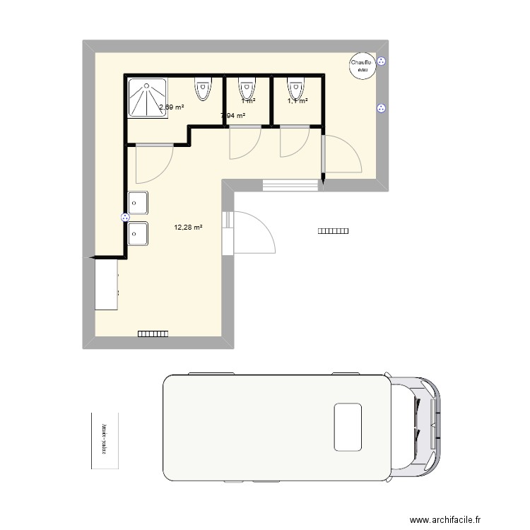 Aire c. Plan de 5 pièces et 25 m2