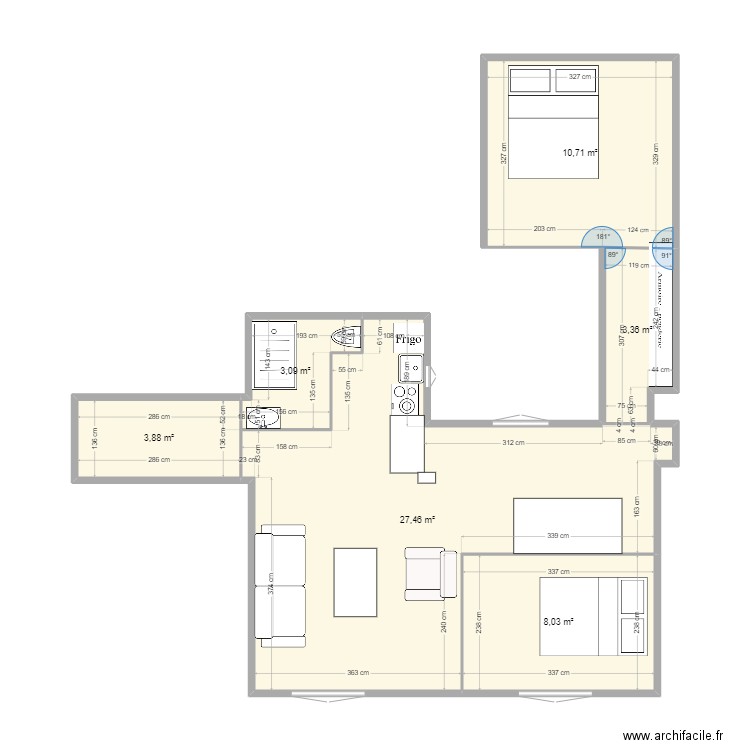 4 square gabriel faure v6. Plan de 6 pièces et 57 m2