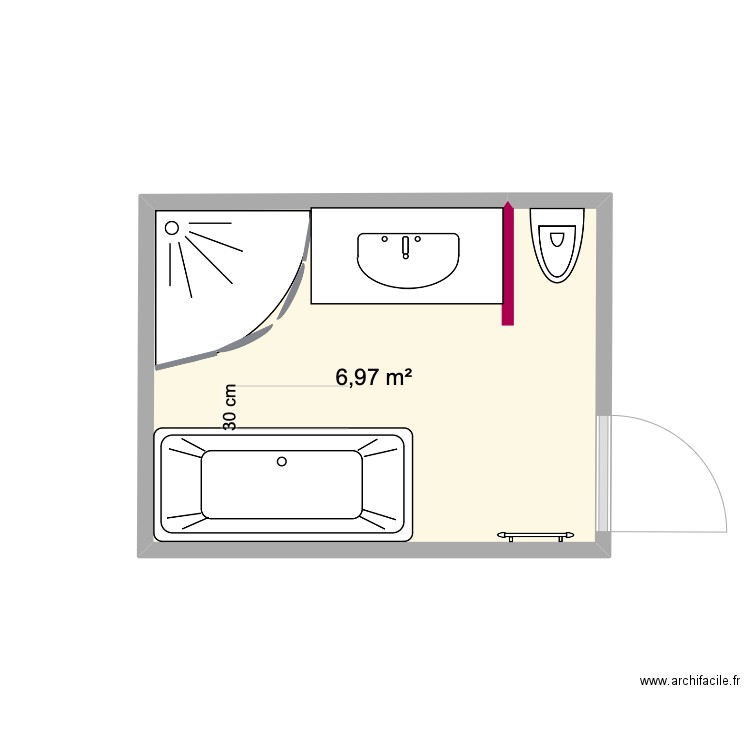 DIVES SDB. Plan de 1 pièce et 7 m2