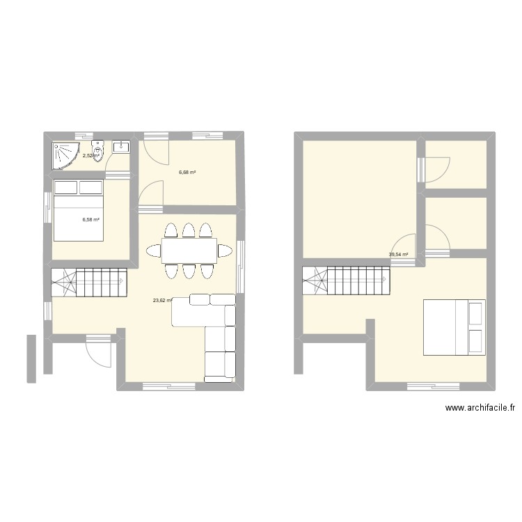 Motel Ornella et stéphane. Plan de 5 pièces et 79 m2