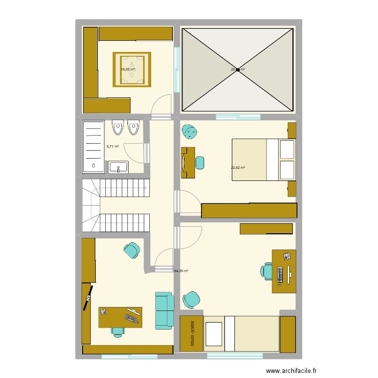 casa 2. Plan de 5 pièces et 131 m2