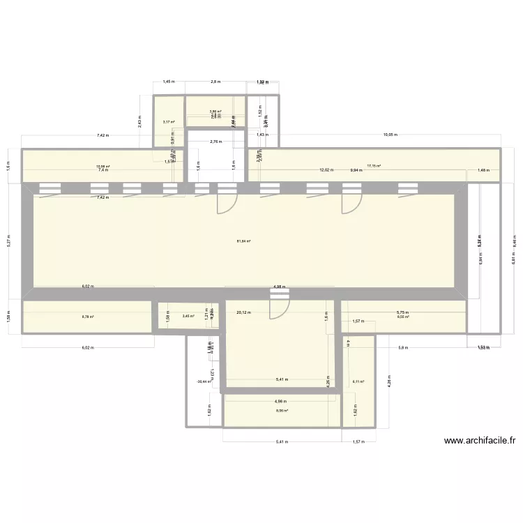 vue ext&eacute;rieur. Plan de 11  et 158 m²