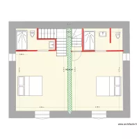 Plan &eacute;tage avec deux escaliers 3