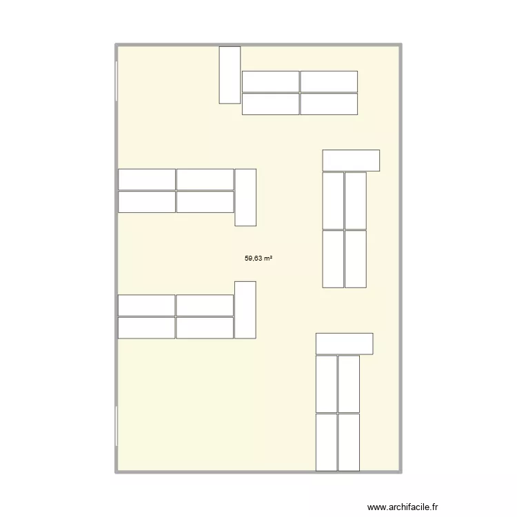 test u6. Plan de 1 Pièce et 60 m²